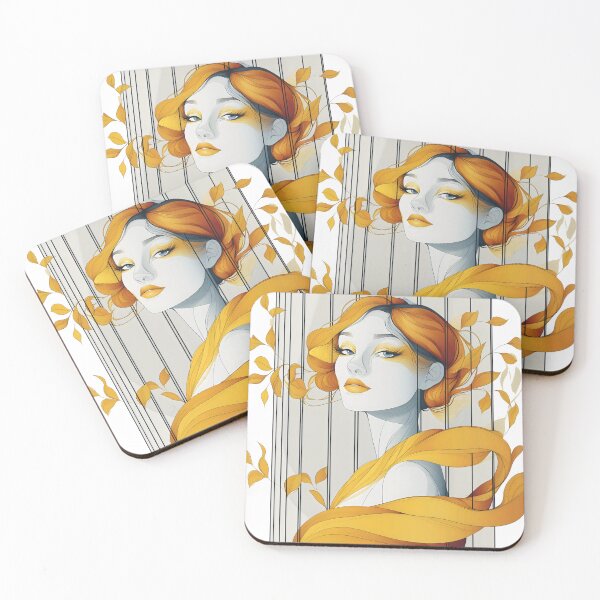 Item preview, Art Nouveau Woman Golden Leaves Elegant Portrait designed and sold by Shoot-The-Moon.