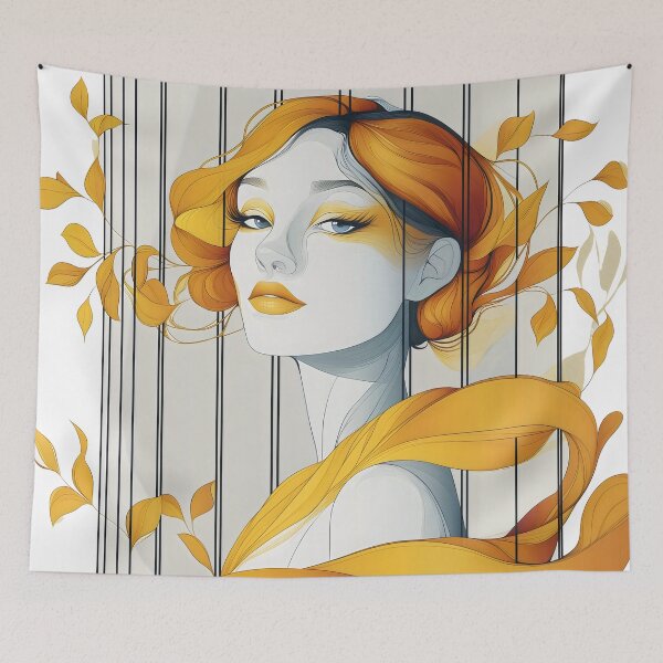 Item preview, Art Nouveau Woman Golden Leaves Elegant Portrait designed and sold by Shoot-The-Moon.