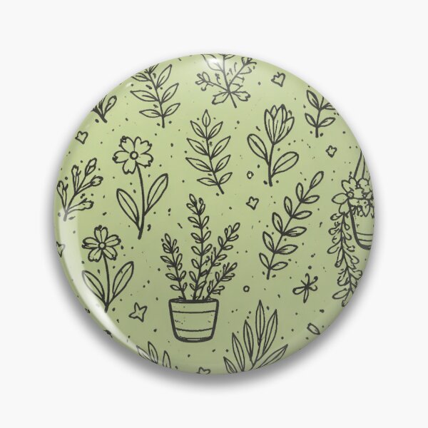Item preview, Botanical Doodle Pattern – Hand Drawn Plants and Leaves on Green Background designed and sold by DrizzyV.