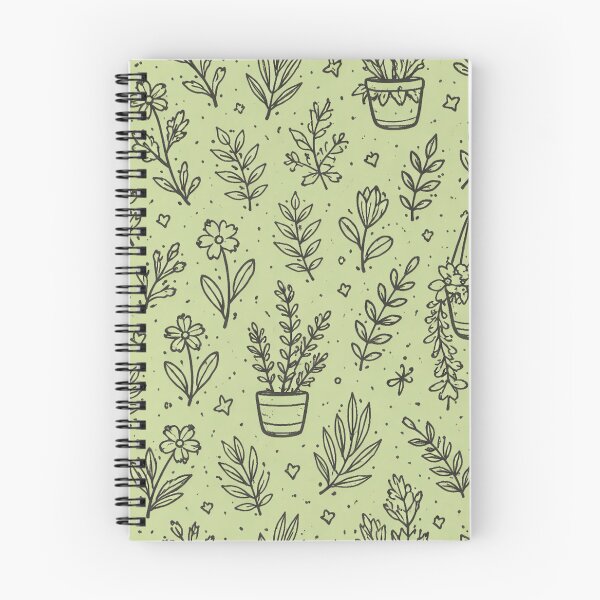 Item preview, Botanical Doodle Pattern – Hand Drawn Plants and Leaves on Green Background designed and sold by DrizzyV.