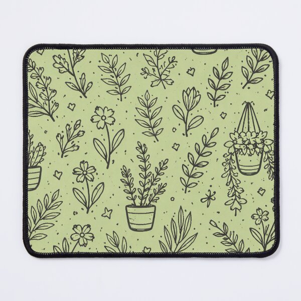 Item preview, Botanical Doodle Pattern – Hand Drawn Plants and Leaves on Green Background designed and sold by DrizzyV.