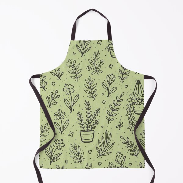 Item preview, Botanical Doodle Pattern – Hand Drawn Plants and Leaves on Green Background designed and sold by DrizzyV.