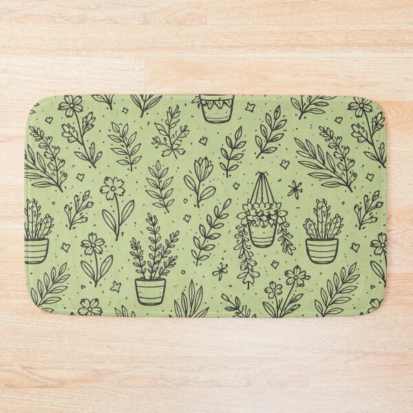 Item preview, Botanical Doodle Pattern – Hand Drawn Plants and Leaves on Green Background designed and sold by DrizzyV.