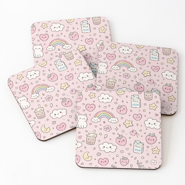 Item preview, Kawaii Cute Pattern – Pastel Pink Kawaii Doodles Seamless Design designed and sold by DrizzyV.