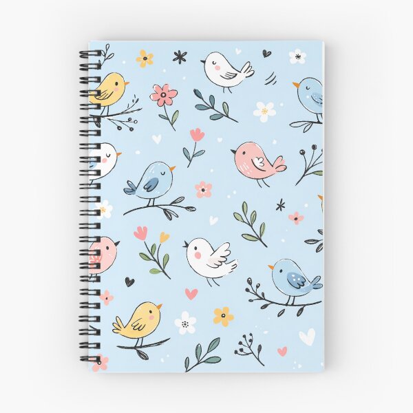 Item preview, Cute Birds Pattern – Hand Drawn Birds and Flowers Blue Background designed and sold by DrizzyV.