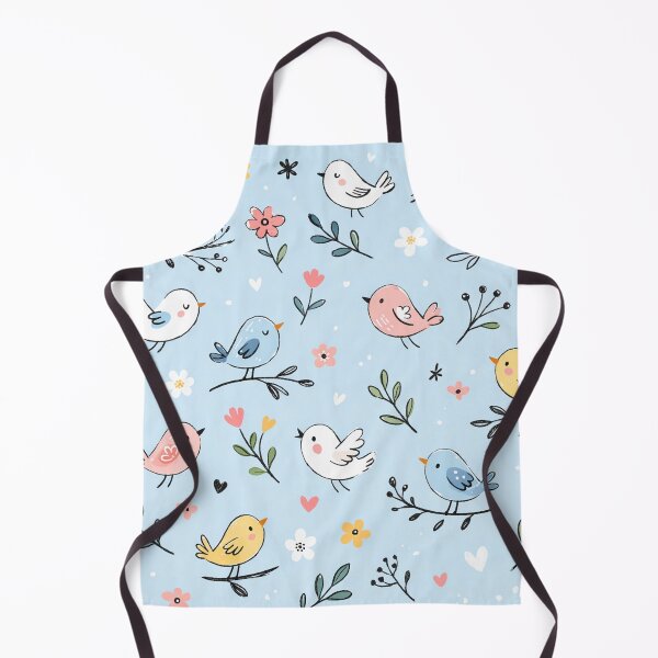 Item preview, Cute Birds Pattern – Hand Drawn Birds and Flowers Blue Background designed and sold by DrizzyV.