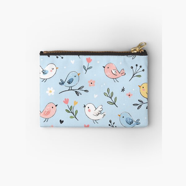 Item preview, Cute Birds Pattern – Hand Drawn Birds and Flowers Blue Background designed and sold by DrizzyV.
