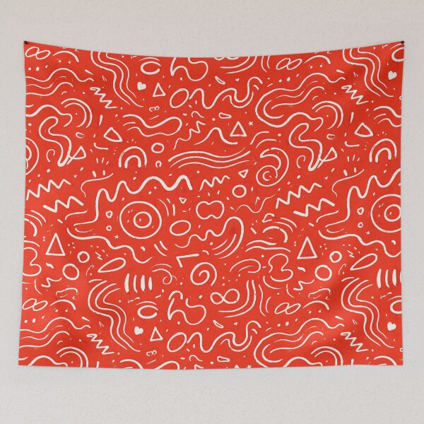 Item preview, Modern Abstract Lines Pattern – White Line Art on Red Background designed and sold by DrizzyV.