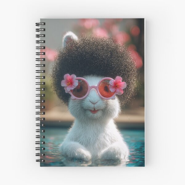 Item preview, Rabbit with curly fur and pink sunglasses floating in water, flower accessory on head designed and sold by Stellar Geometry.