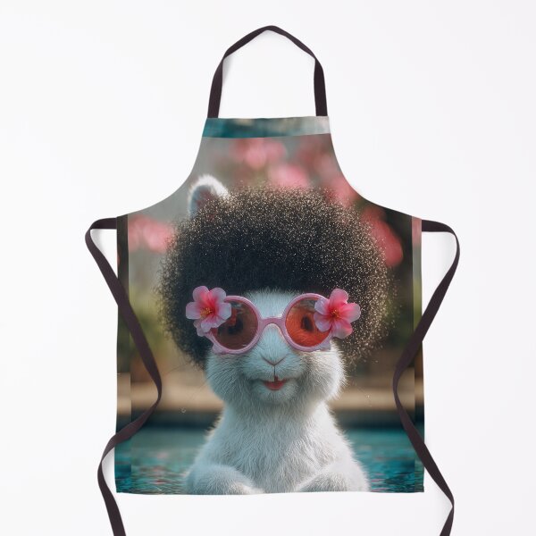 Item preview, Rabbit with curly fur and pink sunglasses floating in water, flower accessory on head designed and sold by Stellar Geometry.