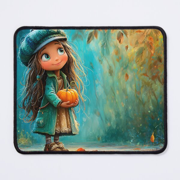 Item preview, Whimsical Girl with Pumpkin in Autumn Landscape designed and sold by Artessie.