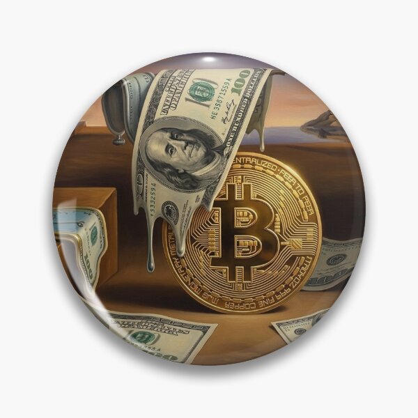 Item preview, The Persistence of Bitcoin: Surrealism of Melted Banknotes and Digital Gold designed and sold by MHM041191.