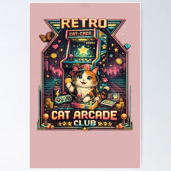 Item preview, Retro Pixel Cat Arcade Club Graphic Shirt designed and sold by KinLost.