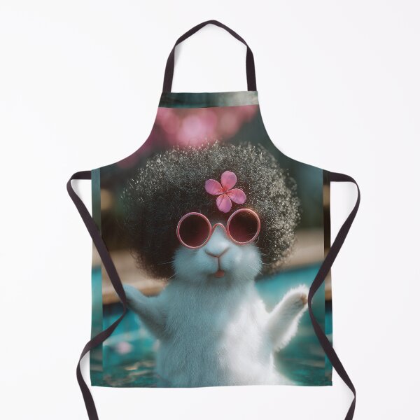 Item preview, Rabbit with curly fur and pink sunglasses floating in water, flower accessory on head designed and sold by Stellar Geometry.