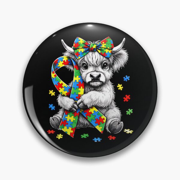 Item preview, Highland Cow Autism Awareness Puzzle Ribbon Coquette Bow designed and sold by Boutkimaewab.