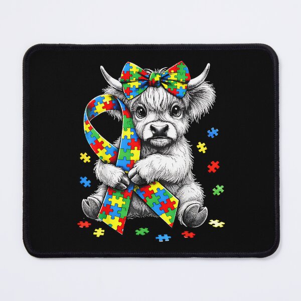 Item preview, Highland Cow Autism Awareness Puzzle Ribbon Coquette Bow designed and sold by Boutkimaewab.