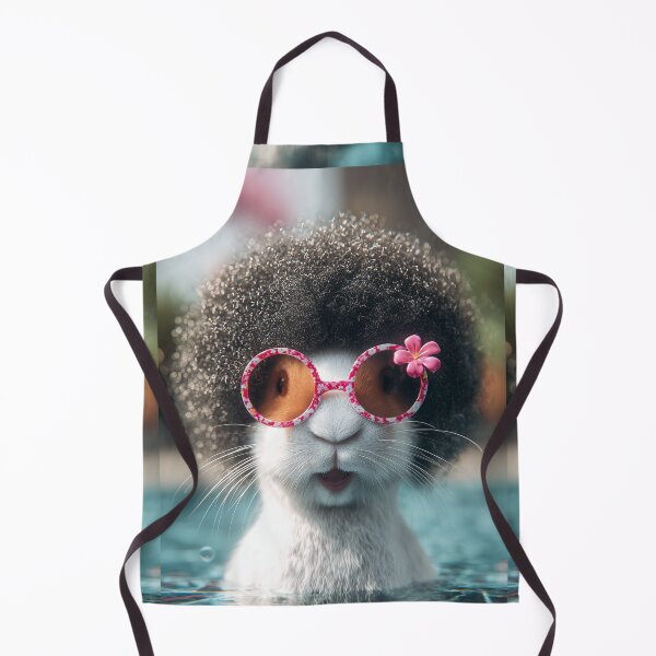 Item preview, Rabbit with curly fur and pink sunglasses floating in water, flower accessory on head designed and sold by Stellar Geometry.