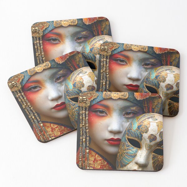Item preview, Elegant Masked Portrait with Rich Cultural Elements designed and sold by Artessie.