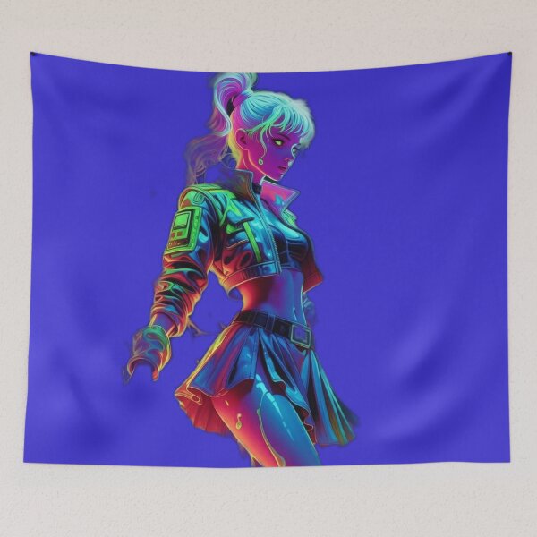Item preview, Cyberpunk Neon Toxic Raver – Glow Drip Jacket & Rainbow Ponytail designed and sold by RadaQueen.