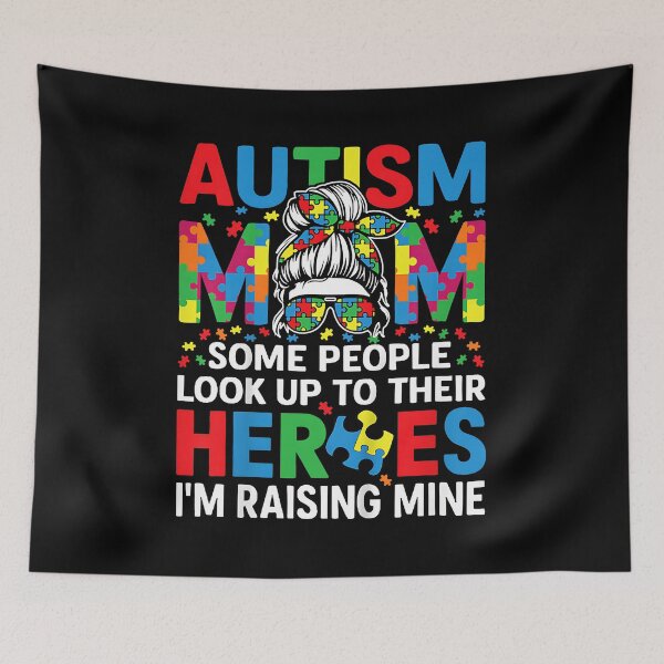 Item preview, Autism Awareness Mom Raising Hero Messy Bun Women Autistic designed and sold by Boutkimaewab.