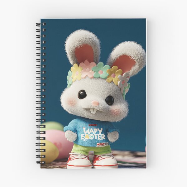 Aperçu de l'œuvre Un adorable lapin de dessin animé portant un pull coloré célèbre Pâques dans un cadre vibrant créée et vendue par Stellar Geometry.