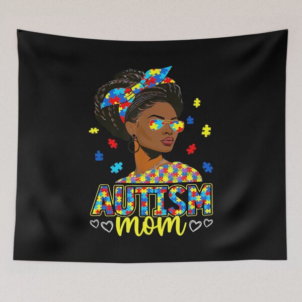 Item preview, Black Afro Autism Mom American Autism Awareness Month designed and sold by Boutkimaewab.