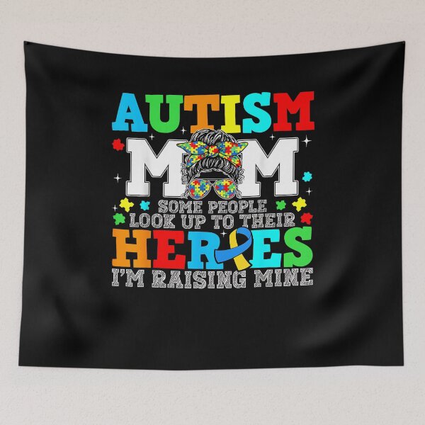 Item preview, Autism Awareness Puzzle Messy Bun Raising Hero Mom Women designed and sold by Boutkimaewab.