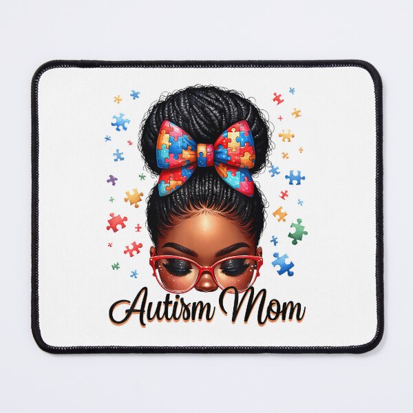 Item preview, Autism Mom Afro Black Women Autism Awareness Messy Bun designed and sold by Boutkimaewab.