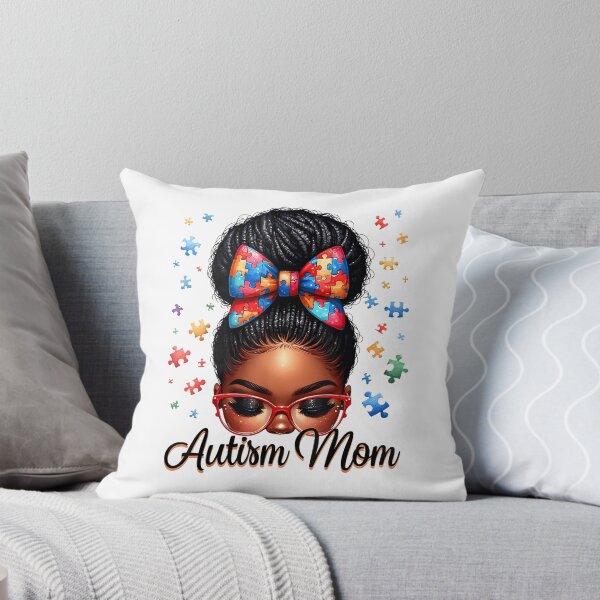 Item preview, Autism Mom Afro Black Women Autism Awareness Messy Bun designed and sold by Boutkimaewab.