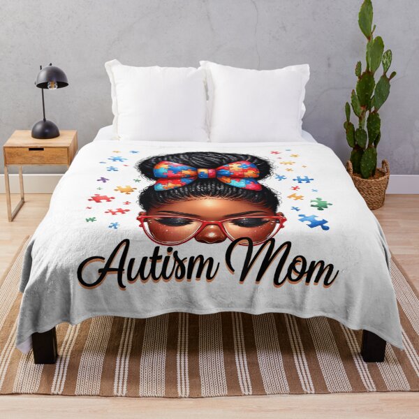 Item preview, Autism Mom Afro Black Women Autism Awareness Messy Bun designed and sold by Boutkimaewab.