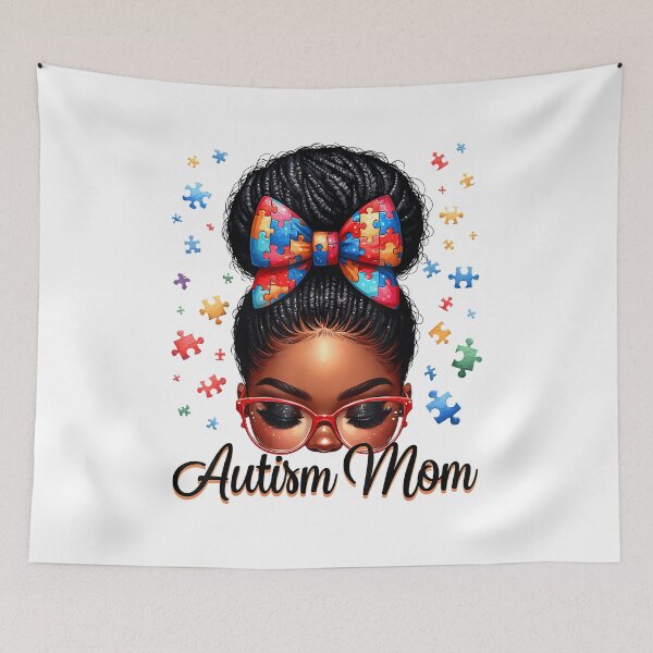 Item preview, Autism Mom Afro Black Women Autism Awareness Messy Bun designed and sold by Boutkimaewab.