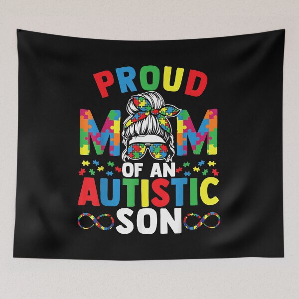 Item preview, Proud Mother Of Autistic Son Messy Bun Autism Awareness Mom designed and sold by Boutkimaewab.