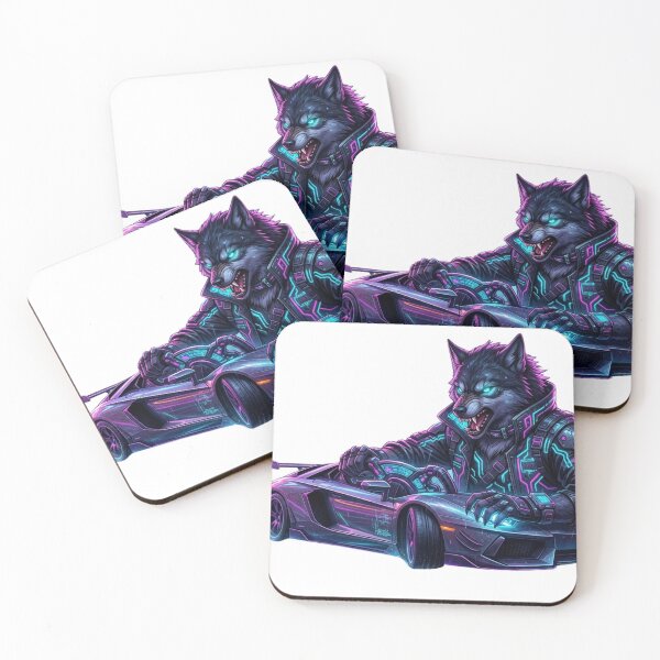 Item preview, Cyberpunk Wolf Driver Neon Futuristic Street Art designed and sold by novyron.