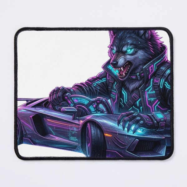 Item preview, Cyberpunk Wolf Driver Neon Futuristic Street Art designed and sold by novyron.