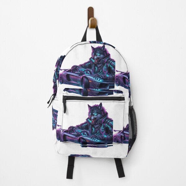 Item preview, Cyberpunk Wolf Driver Neon Futuristic Street Art designed and sold by novyron.