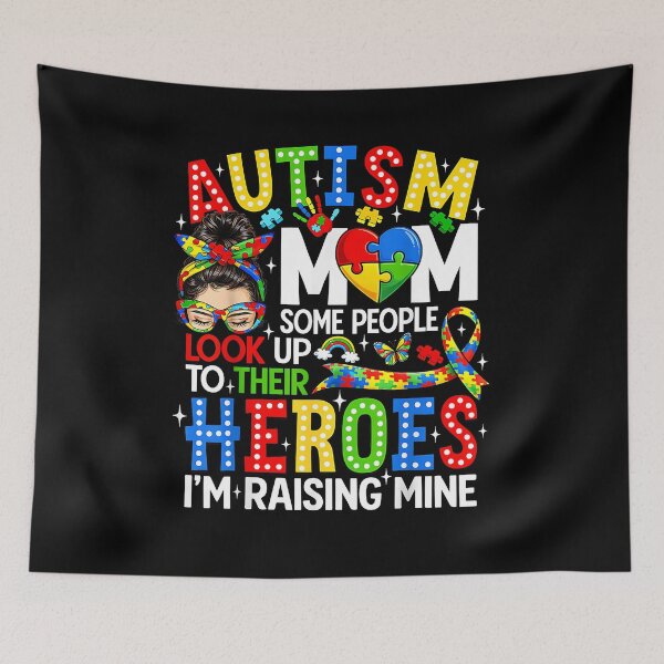Item preview, Autism Mom Raising Hero Messy Bun Autism Awareness Women designed and sold by Boutkimaewab.