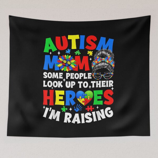 Item preview, Autism Mom Raising Hero Groovy Messy Bun Autism Awareness designed and sold by Boutkimaewab.
