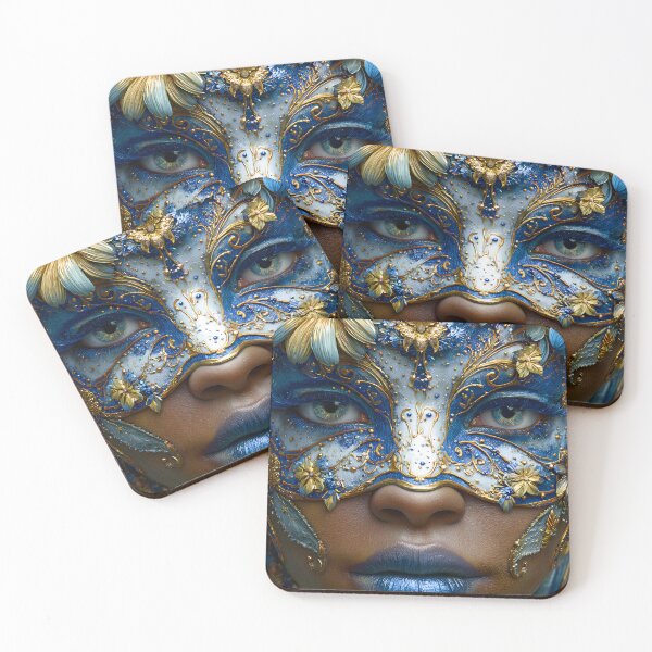 Item preview, Intricate Floral Mask with Vibrant Blue Design designed and sold by Artessie.