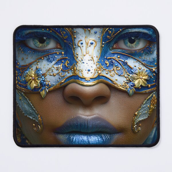 Item preview, Intricate Floral Mask with Vibrant Blue Design designed and sold by Artessie.