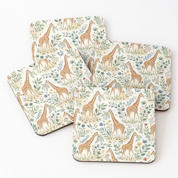 Item preview, Cute Watercolor Giraffe Pattern – Safari Animal Botanical Seamless Design designed and sold by InovArtS.