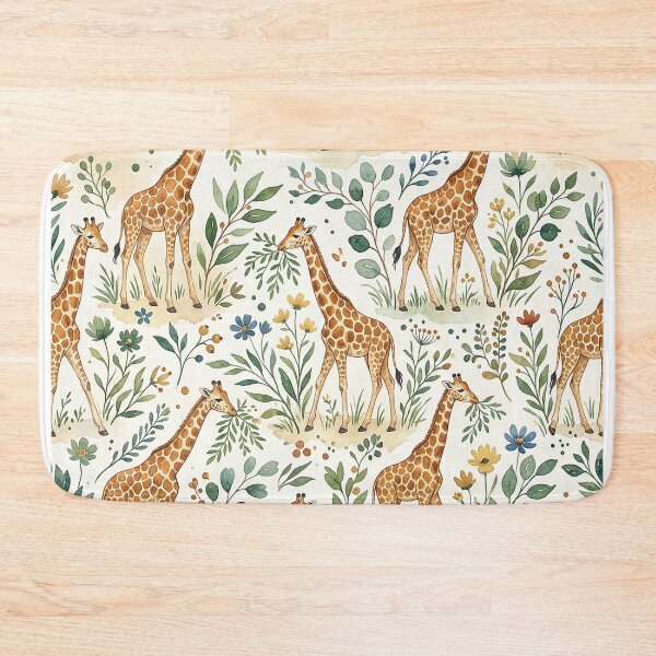 Item preview, Cute Watercolor Giraffe Pattern – Safari Animal Botanical Seamless Design designed and sold by InovArtS.