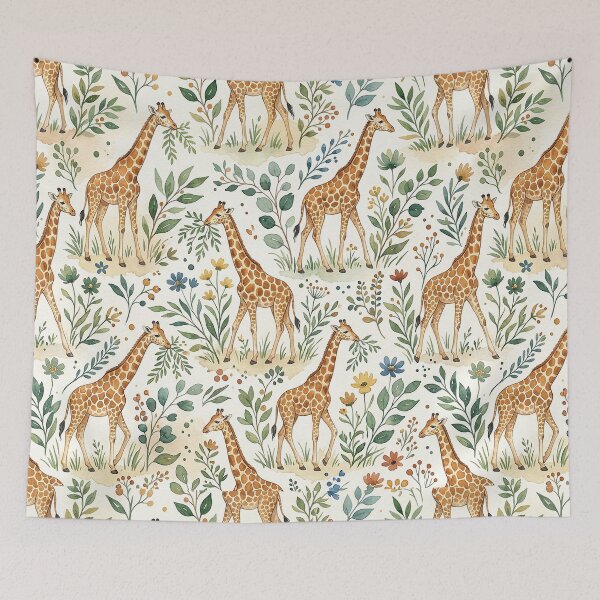 Item preview, Cute Watercolor Giraffe Pattern – Safari Animal Botanical Seamless Design designed and sold by InovArtS.