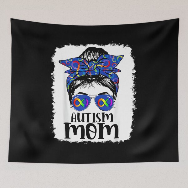Item preview, Mom Autism Awareness Messy Bun Infinity Rainbow Bleached designed and sold by Boutkimaewab.