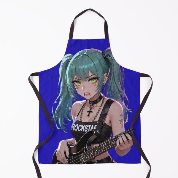 Item preview, Cyberpunk Rockstar Girl – Teal Hair, Green Eyes, Bass Guitar in Neon Night City designed and sold by RadaQueen.