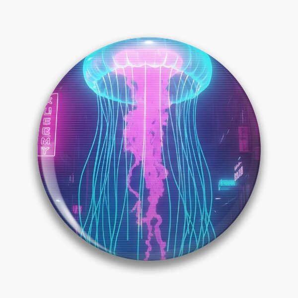 Item preview, Neon Cyberpunk Jellyfish in Vaporwave Alley designed and sold by powersunlight.