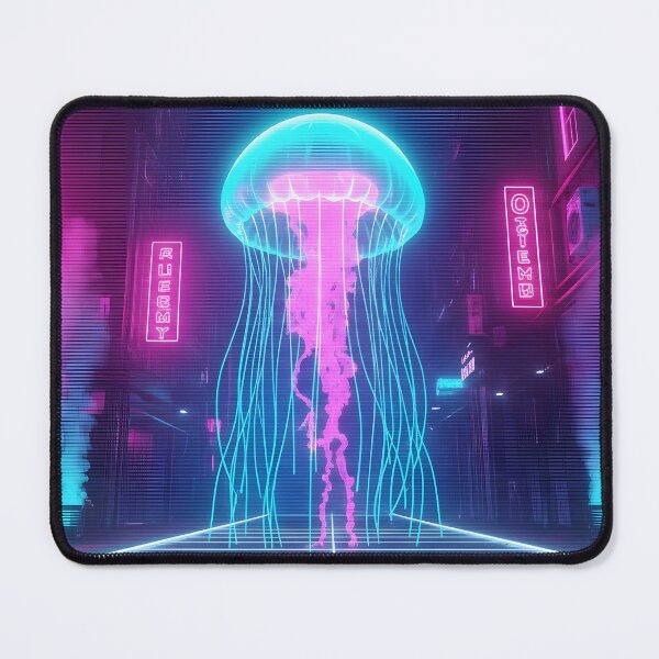 Item preview, Neon Cyberpunk Jellyfish in Vaporwave Alley designed and sold by powersunlight.