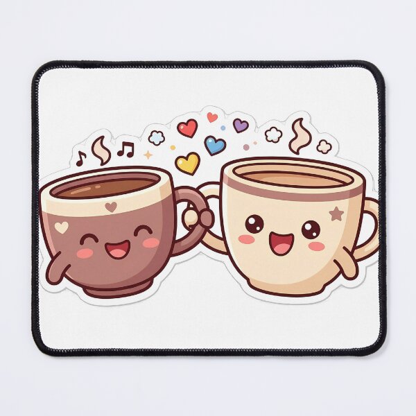 Item preview, Kawaii Coffee Cups Clinking - Cheers to Friendship & Love designed and sold by PawsyVibe.