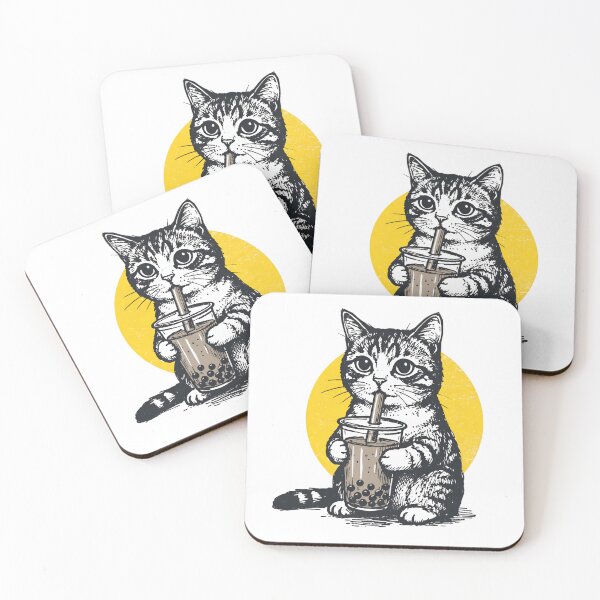Item preview, Boba Tea Cat Cute Cat Drinking Bubble Tea Vintage Tattoo Style 90s Aesthetic Cat Lover designed and sold by Thread&Fable.
