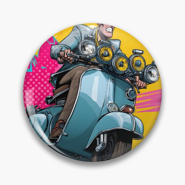 Item preview, Retro Scooter Rider in Comic Book Style Action Scene designed and sold by Artessie.