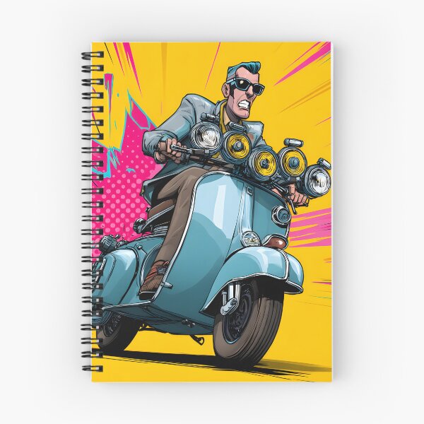 Item preview, Retro Scooter Rider in Comic Book Style Action Scene designed and sold by Artessie.
